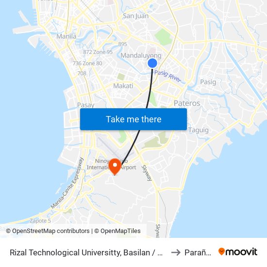 Rizal Technological Universitty, Basilan / Boni Avenue, Mandaluyong City, Manila to Parañaque City map