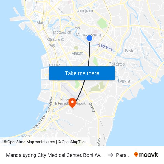 Mandaluyong City Medical Center, Boni Ave / Sto Rosario Intersection, Mandaluyong City, Manila to Parañaque City map