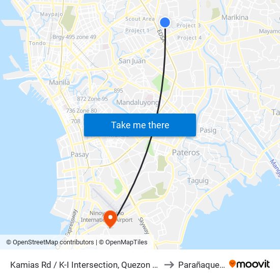 Kamias Rd / K-I Intersection, Quezon City, Manila to Parañaque City map
