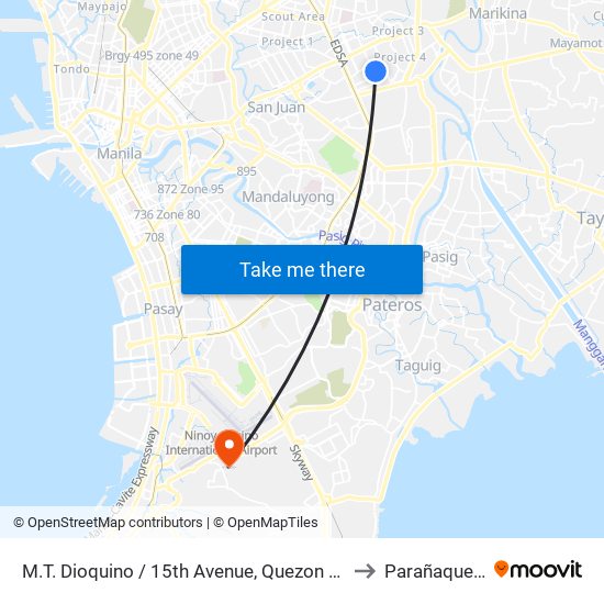 M.T. Dioquino / 15th Avenue, Quezon City, Manila to Parañaque City map