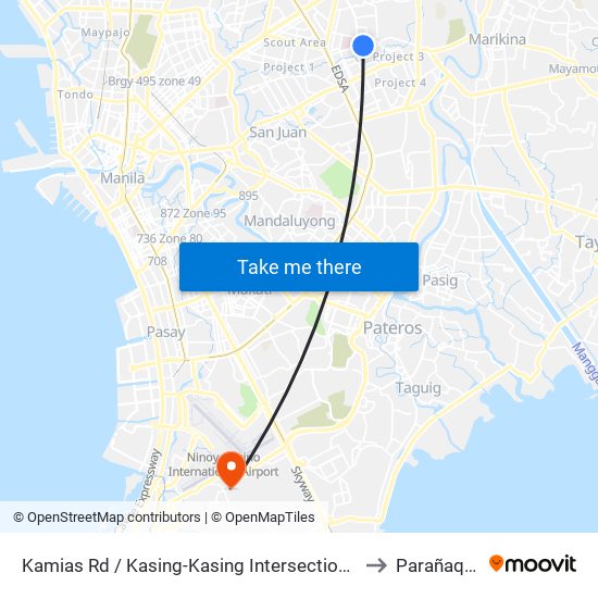 Kamias Rd / Kasing-Kasing Intersection, Quezon City, Manila to Parañaque City map