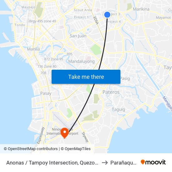 Anonas / Tampoy Intersection, Quezon City, Manila to Parañaque City map