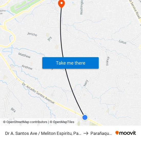 Dr A. Santos Ave / Meliton Espiritu, Parañaque City to Parañaque City map