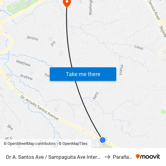 Dr A. Santos Ave / Sampaguita Ave Intersection, Parañaque City, Manila to Parañaque City map