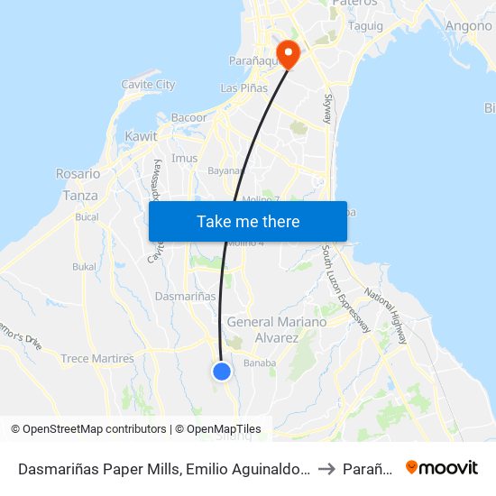 Dasmariñas Paper Mills, Emilio Aguinaldo Hwy, Lungsod Ng Dasmariñas, Manila to Parañaque City map