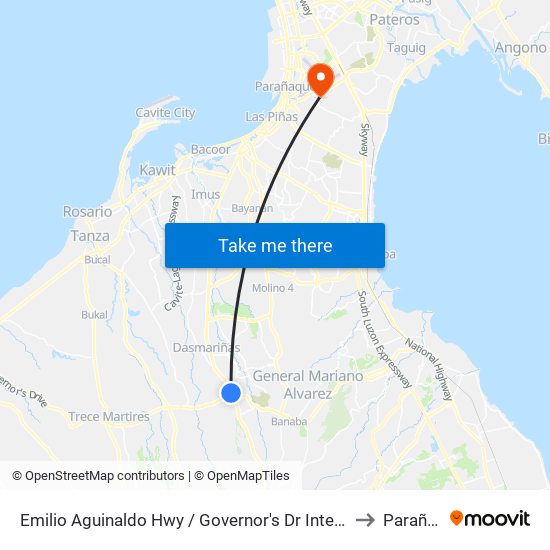 Emilio Aguinaldo Hwy / Governor's Dr Intersection , Lungsod Ng Dasmariñas, Manila to Parañaque City map