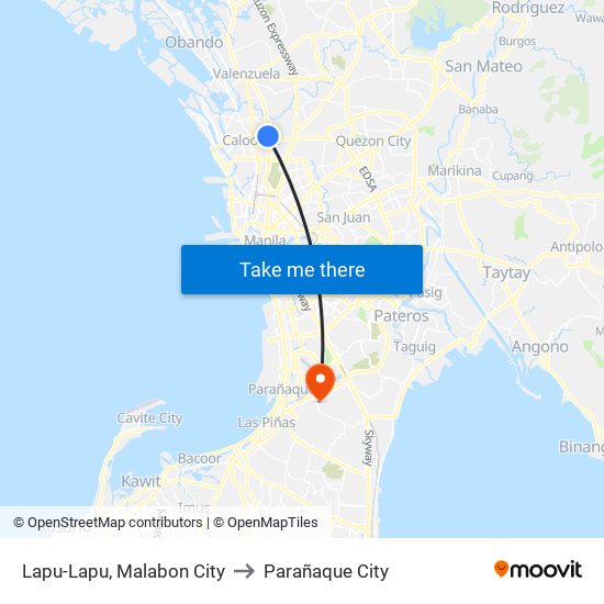 Lapu-Lapu, Malabon City to Parañaque City map