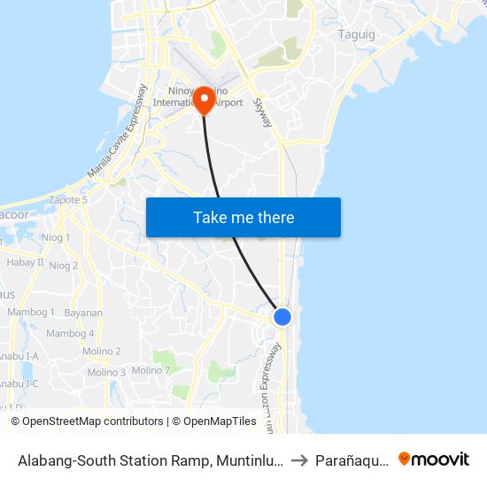 Alabang-South Station Ramp, Muntinlupa City, Manila to Parañaque City map