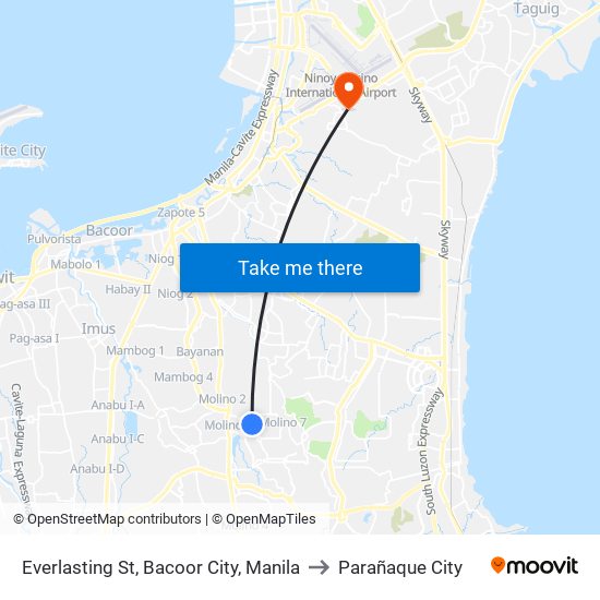 Everlasting St, Bacoor City, Manila to Parañaque City map