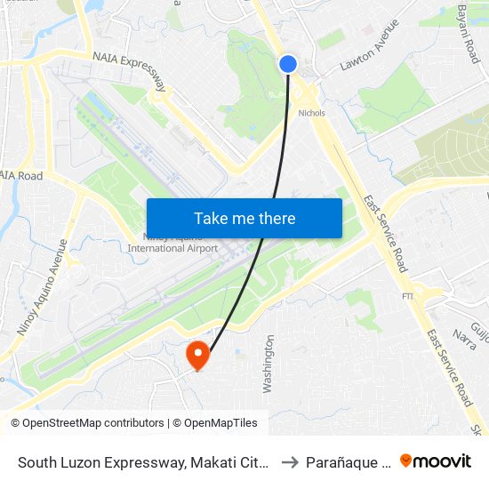 South Luzon Expressway, Makati City, Manila to Parañaque City map