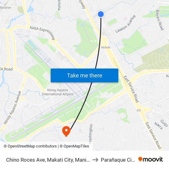 Chino Roces Ave, Makati City, Manila to Parañaque City map