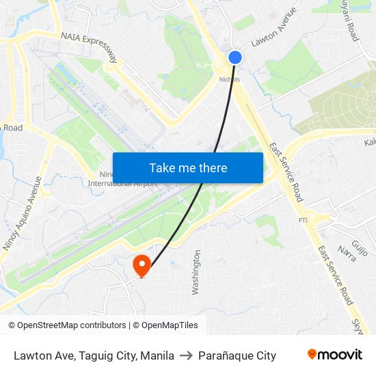 Lawton Ave, Taguig City, Manila to Parañaque City map