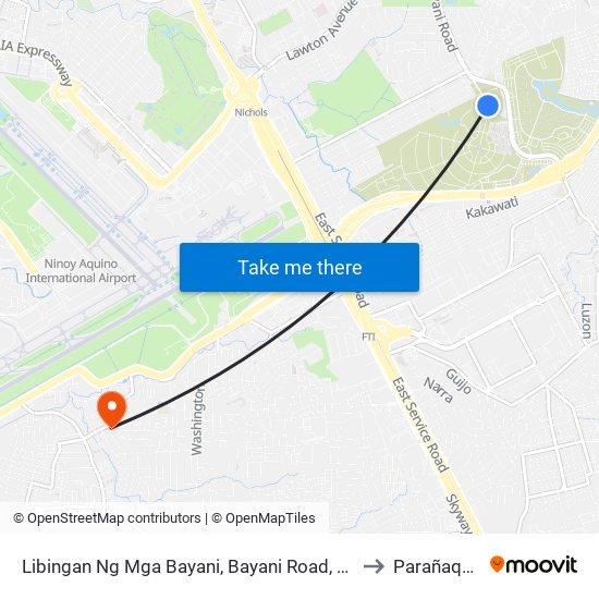 Libingan Ng Mga Bayani, Bayani Road, Taguig City, Manila to Parañaque City map