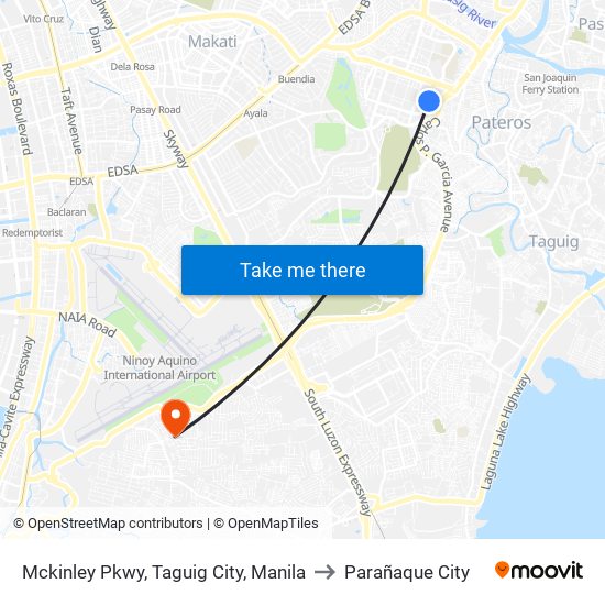 Mckinley Pkwy, Taguig City, Manila to Parañaque City map