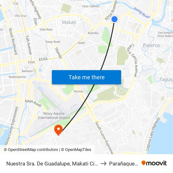 Nuestra Sra. De Guadalupe, Makati City, Manila to Parañaque City map