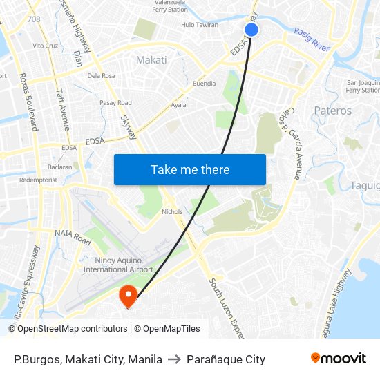 P.Burgos, Makati City, Manila to Parañaque City map