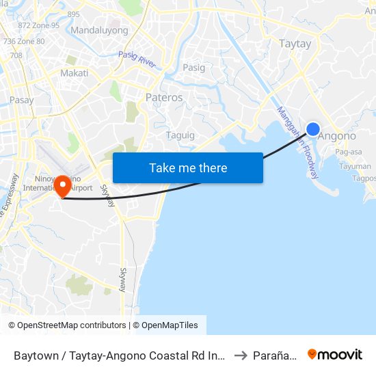 Baytown / Taytay-Angono Coastal Rd Intersection, Angono, Manila to Parañaque City map