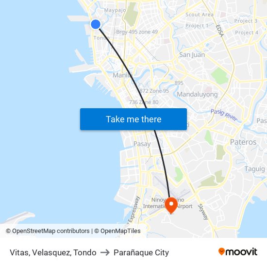 Vitas, Velasquez, Tondo to Parañaque City map