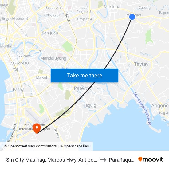 Sm City Masinag, Marcos Hwy, Antipolo City, Manila to Parañaque City map