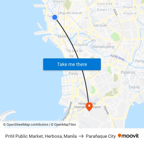 Pritil Public Market, Herbosa, Manila to Parañaque City map