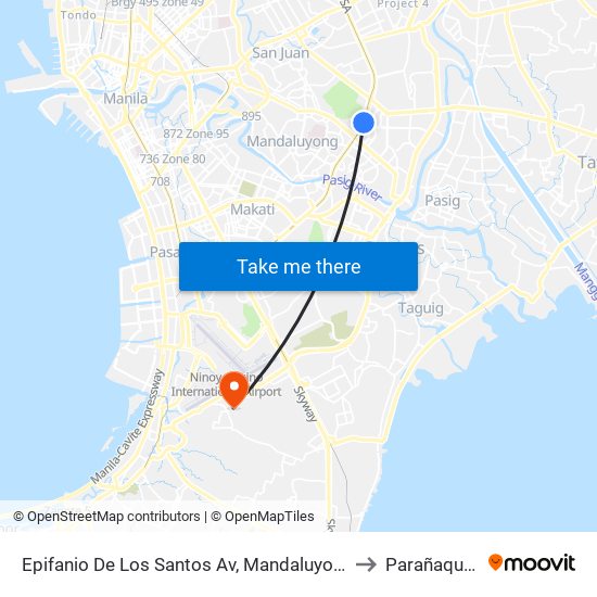 Epifanio De Los Santos Av, Mandaluyong City, Manila to Parañaque City map