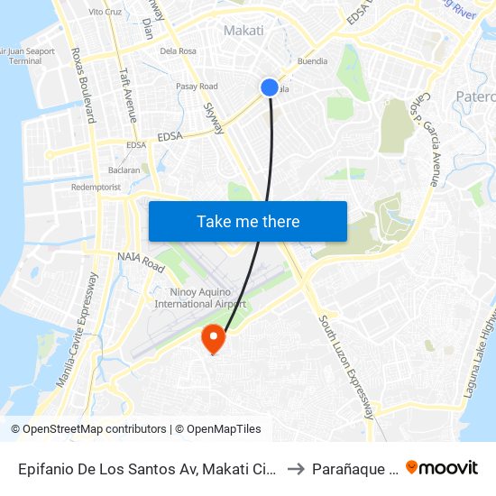 Epifanio De Los Santos Av, Makati City, Manila to Parañaque City map