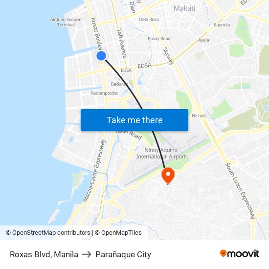 Roxas Blvd, Manila to Parañaque City map