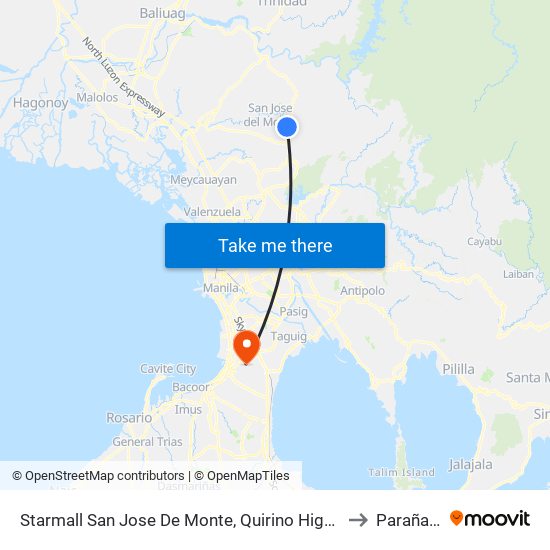 Starmall San Jose De Monte, Quirino Highway, City Of San Jose Del Monte to Parañaque City map