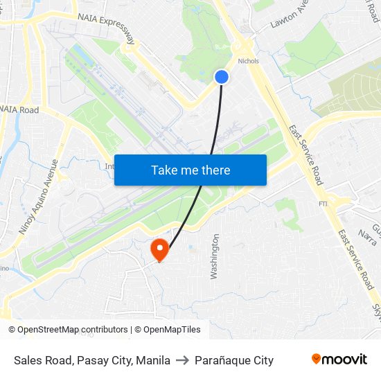 Sales Road, Pasay City, Manila to Parañaque City map