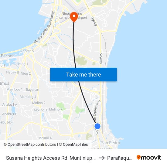Susana Heights Access Rd, Muntinlupa City, Manila to Parañaque City map