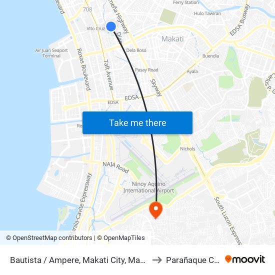 Bautista / Ampere, Makati City, Manila to Parañaque City map