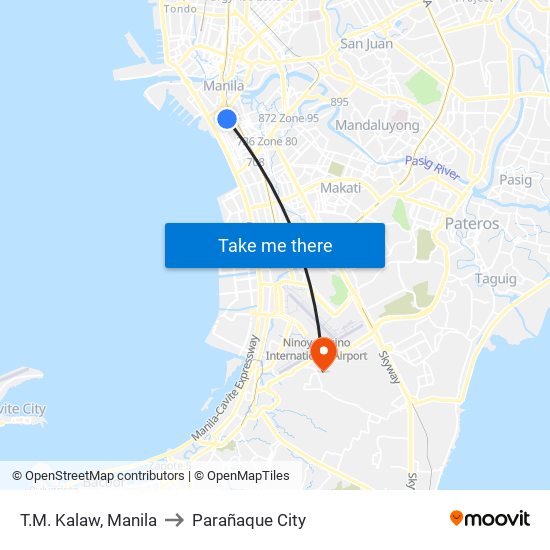 T.M. Kalaw, Manila to Parañaque City map