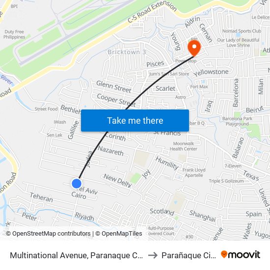 Multinational Avenue, Paranaque City to Parañaque City map