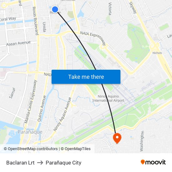 Baclaran Lrt to Parañaque City map