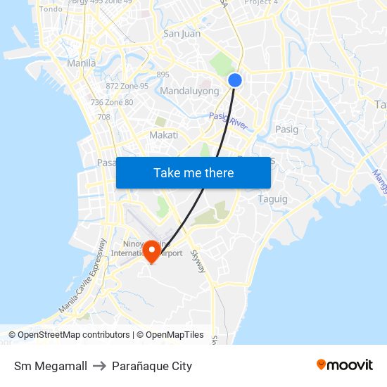 Sm Megamall to Parañaque City map