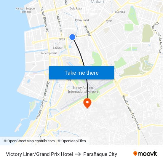 Victory Liner/Grand Prix Hotel to Parañaque City map