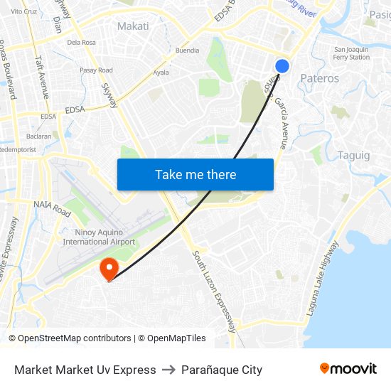 Market Market Uv Express to Parañaque City map