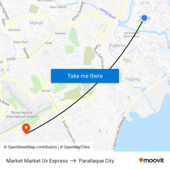 Market Market Uv Express to Parañaque City map