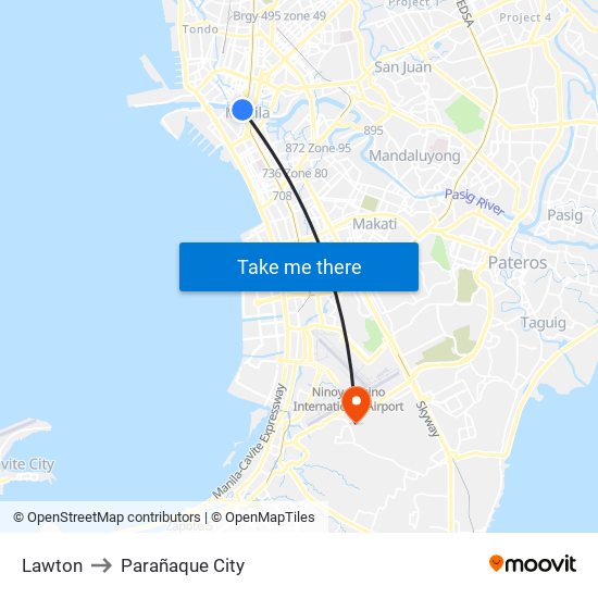 Lawton to Parañaque City map