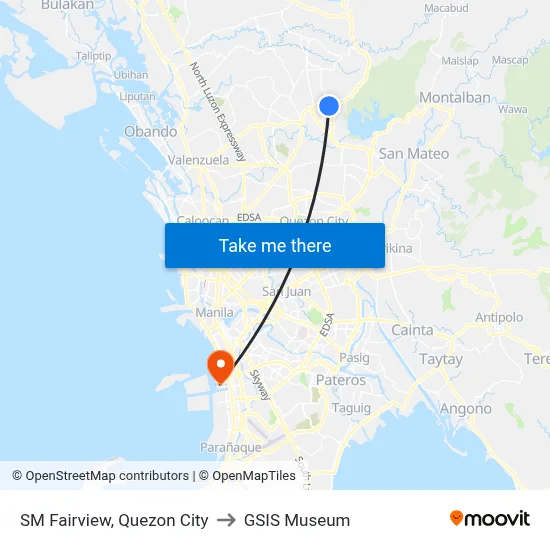 SM Fairview, Quezon City to GSIS Museum map