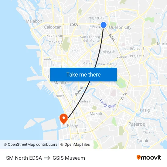 SM North EDSA to GSIS Museum map