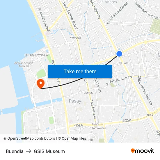 Buendia to GSIS Museum map