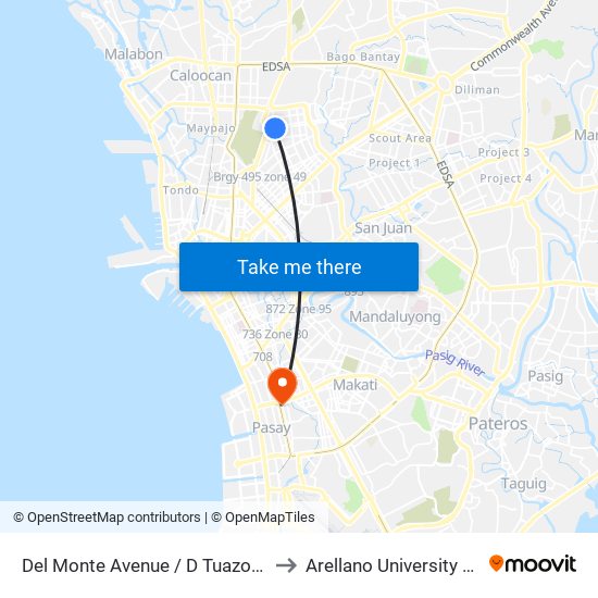 Del Monte Avenue / D Tuazon Intersection, Quezon City to Arellano University Jose Abad Campus map