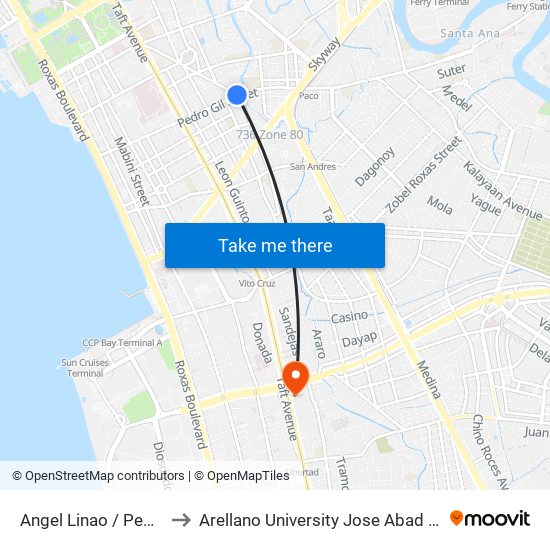 Angel Linao / Pedro Gil to Arellano University Jose Abad Campus map