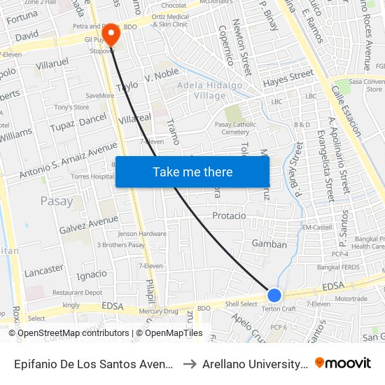 Epifanio De Los Santos Avenue, Lungsod Ng Makati, Manila to Arellano University Jose Abad Campus map