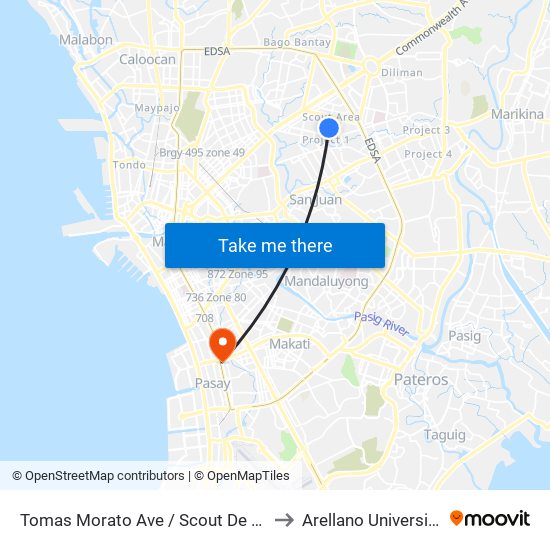 Tomas Morato Ave / Scout De Guia Intersection, Quezon City, Manila to Arellano University Jose Abad Campus map