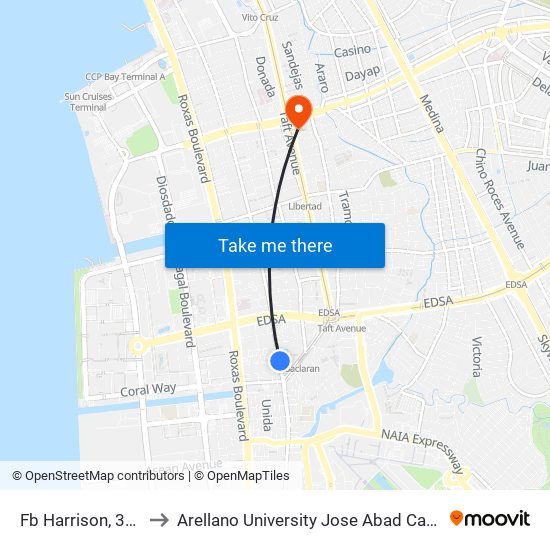 Fb Harrison, 3050 to Arellano University Jose Abad Campus map