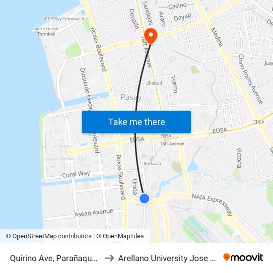 Quirino Ave, Parañaque City, Manila to Arellano University Jose Abad Campus map