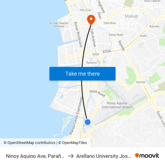 Ninoy Aquino Ave, Parañaque City, Manila to Arellano University Jose Abad Campus map