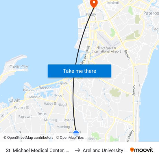 St. Michael Medical Center, Molino Rd, Bacoor City, Manila to Arellano University Jose Abad Campus map